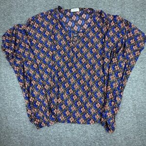 Ace Fashion 3X Cape Blouse Batwing Shirt Paisley Floral Blue Purple Print